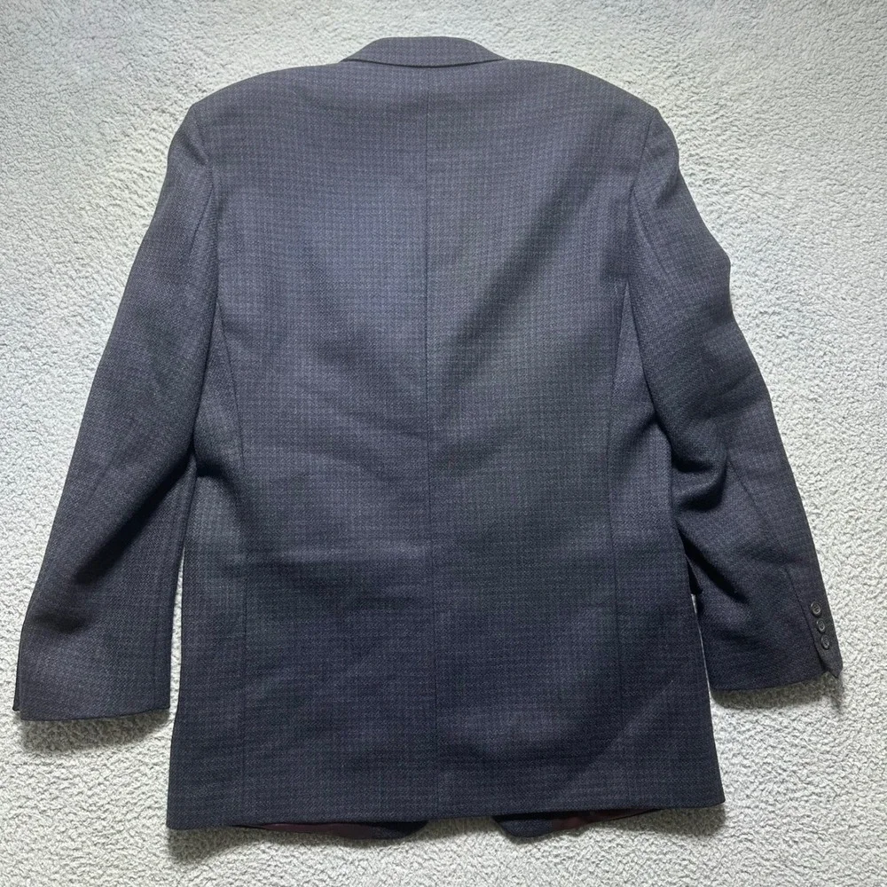 Emanuel Ungaro Men's Blue‎ 100% Wool Houndstooth Blazer Suit Jacket Size 42L